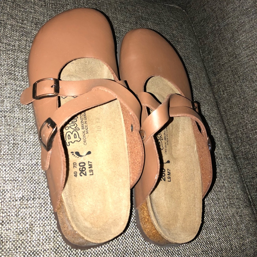 BIRKS BROWN slip on clogs